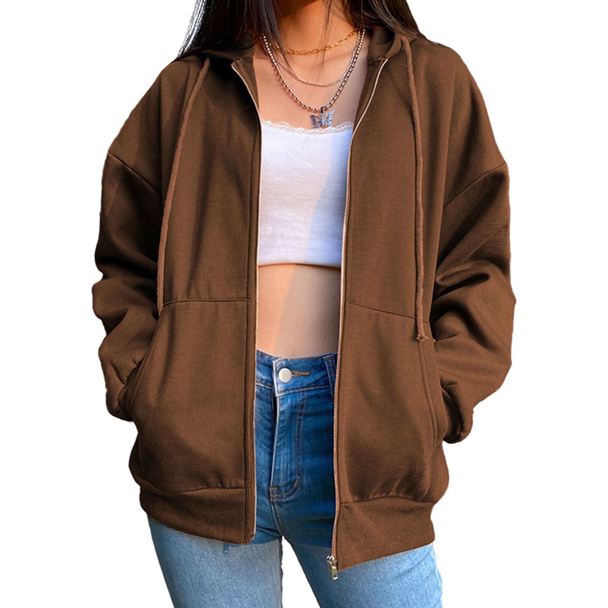 Jacket With Pocket Sweatshirt Long Hat Casual Jean For Coffee 2XL