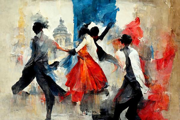 Abstract Dancing People Wall Art Frame Canvas