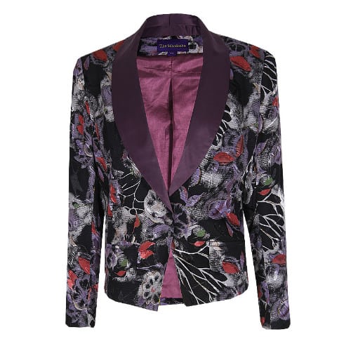 Unique Floral Ladies Jacket With Satin Collar - Multicolor - Lj-4602
