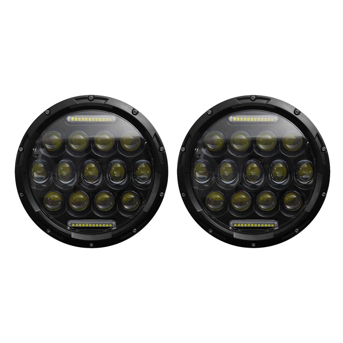 2Pcs 7 inch Car Motorcycle LED Headlight 200W 6000K IP67 Waterproof DRL/Low Beam/High Beam Headlamp