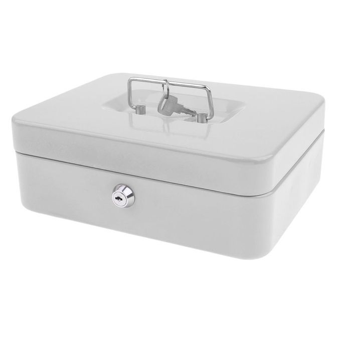 Petty Cash Safety Deposit Box Metal  Steel Money Bank White