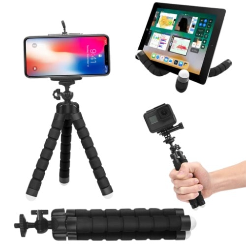 Mini Flexible Sponge Octopus Tripod With Phone Holder Clip