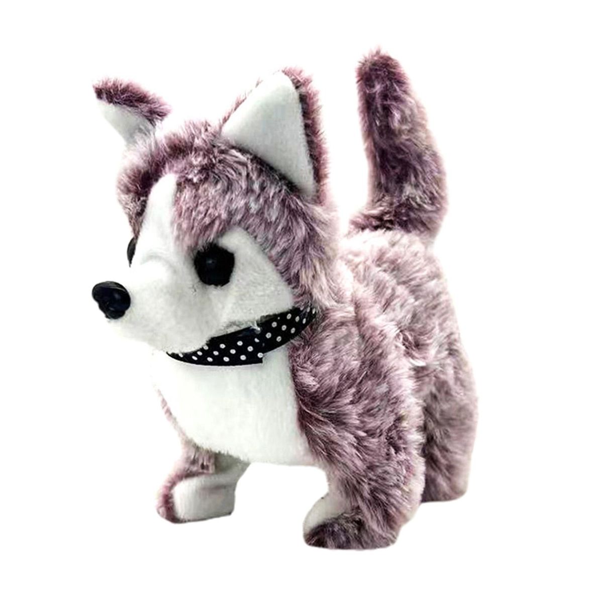 Simulated Electric Husky Dog Husky Plush Toy Walking Wagging for Kids Brown