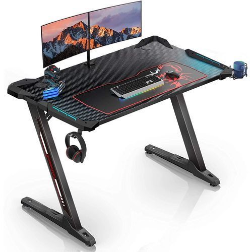 Gaming/Studio Table With LED Lights- Black