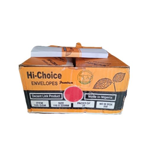 Hi-choice Envelopes - 110 X 220mm - 500 Pieces a Carton