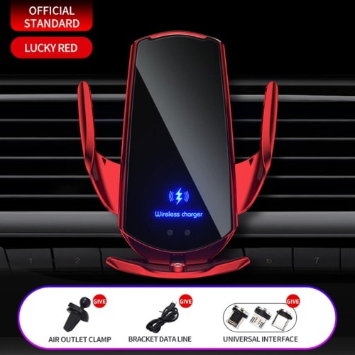 Smart Sensor Car Wireless Charger - Red