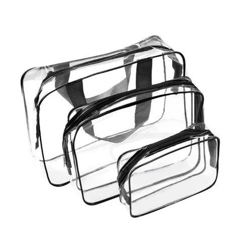 Mojoyce Women's Transparent Zipper Makeup Bags - 3pcs