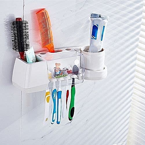 Toothbrush Holder Rack With Suction Cup & Hook