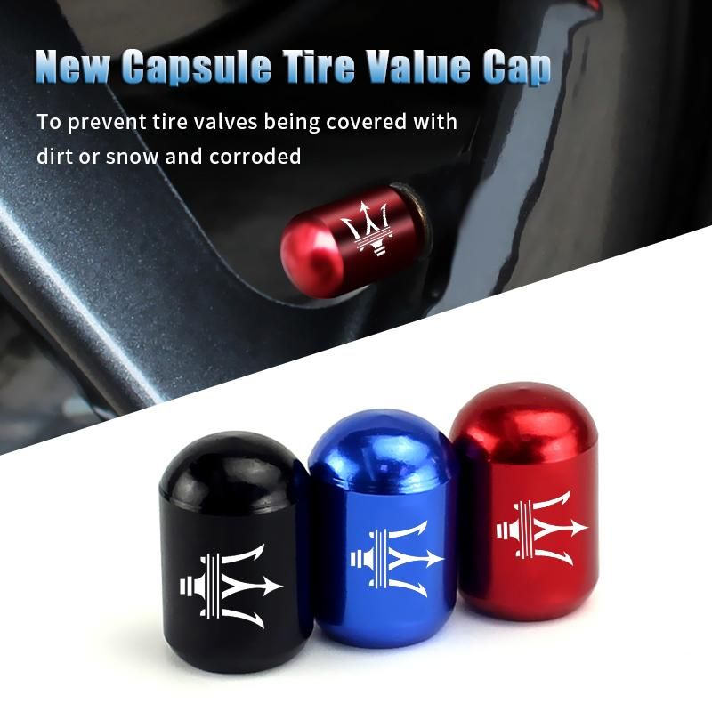 ABS Car Styling Wheel Tire Valve Caps for Maserati Ghibli Granturismo Watch Levante Quattroporte Air Dustproof Cover Accessories