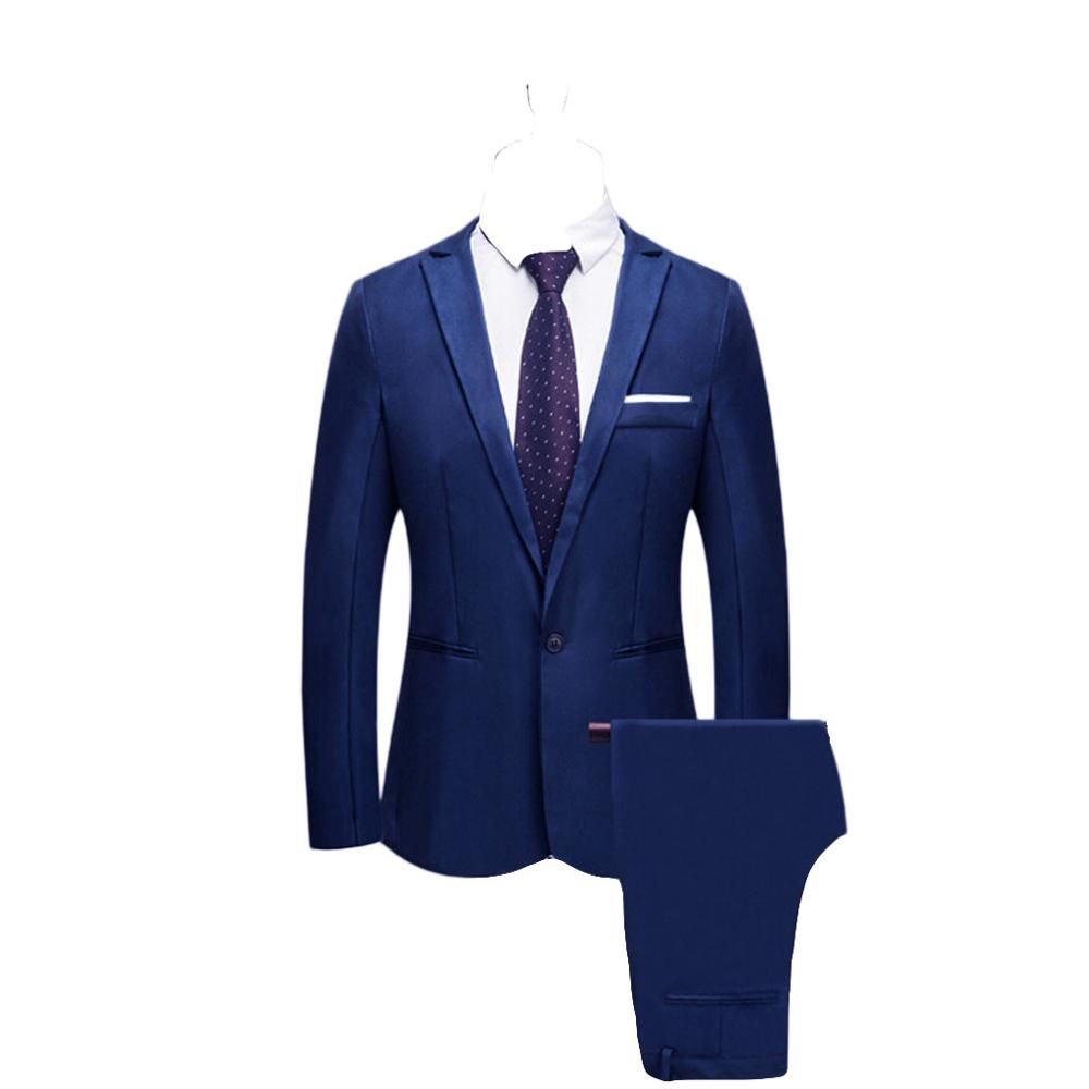 Spring And Autumn Suit Male High-end Custom Business Blazers Two-piece / Slim Multi-color Boutique Suit For Men Navy Blue