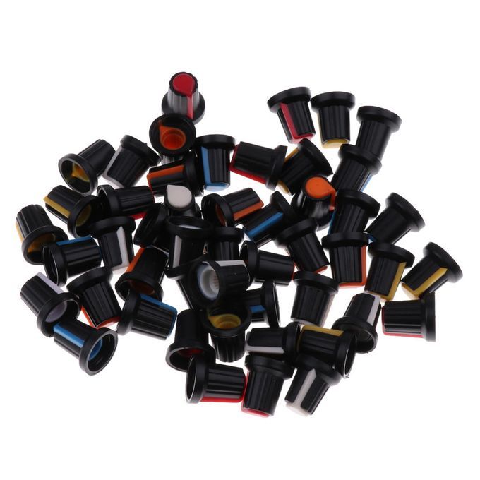 Pack Of 50 Plastic Knobs For 6mm Shaft Potentiometers Switches