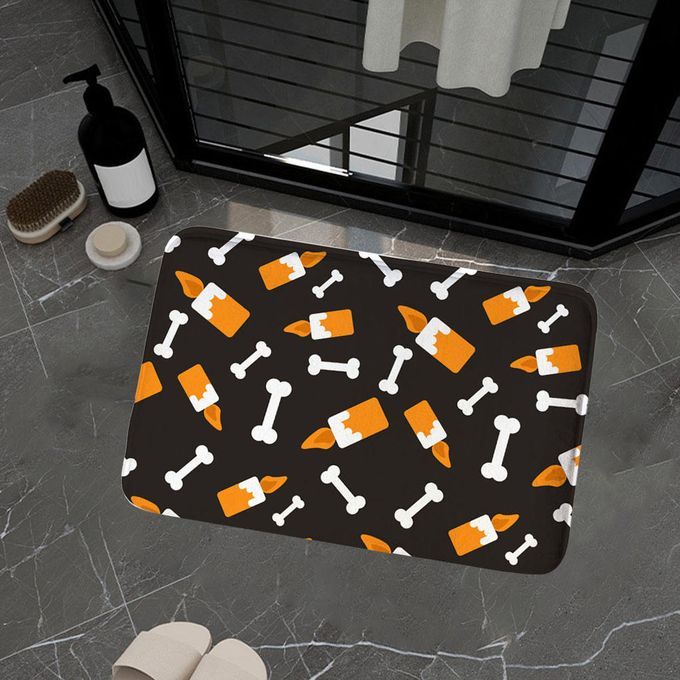 Flannel Halloween Doormat Hallway Home Front Door Mat Non Black Bones