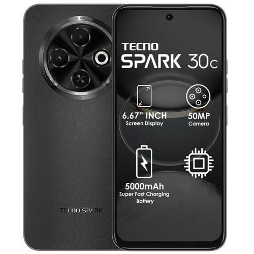 Spark 30c  - 6GB RAM - 128GB ROM - 4g - Dual Sim - Fingerprint - 5000mAh - Black