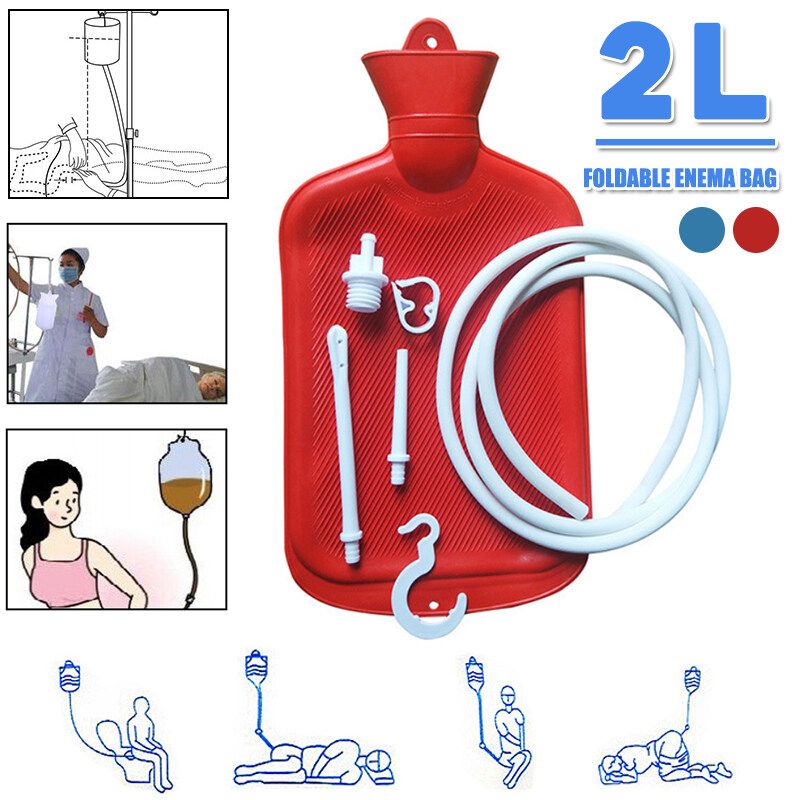 2L Manual Reusable Enema Bag Hot Water Bottle Colonic Irrigation Cleansing