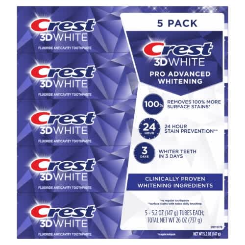 Crest 3d White Advanced Whitening Toothpaste - 52 Oz - 5-count