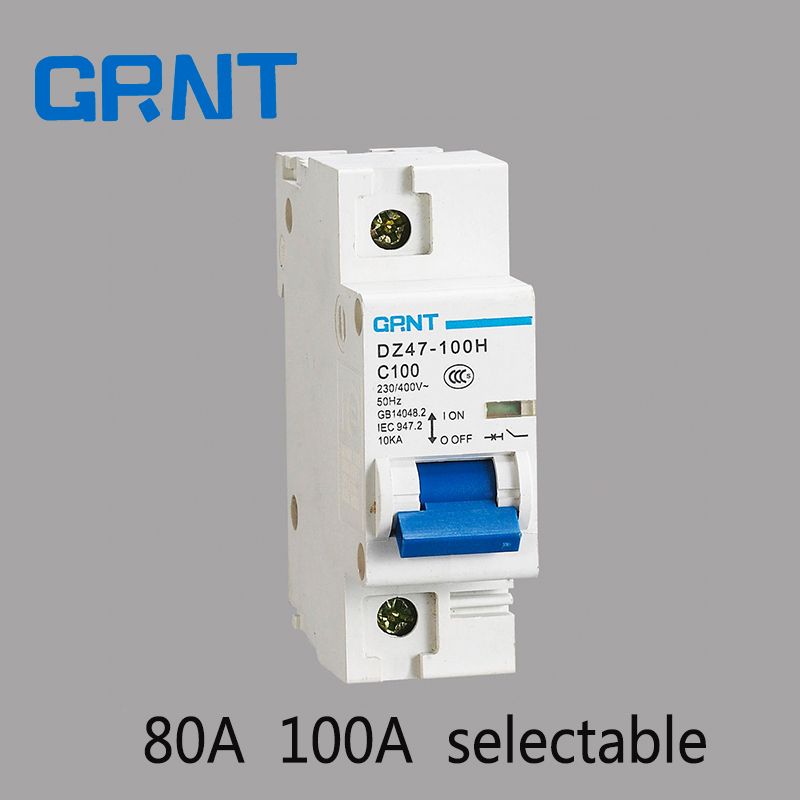 100A 400V AC 1P DZ47-100H Circuit MCB Breaker 80A