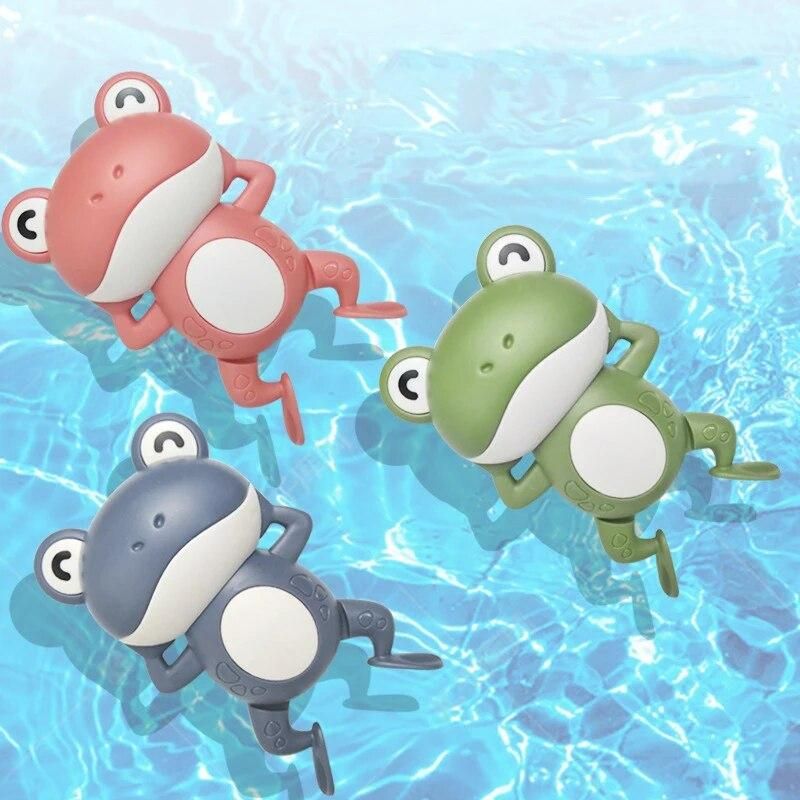 3Pcs Baby Bath Toys Cute Cartoon Frog Wind-up Clockwork Toys Bathroom Beach Swimming Pool Water Game Kids Toddler Water Gifts