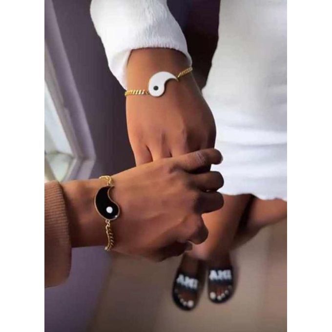 2pcs Yin-yang Stainless Steel Bracelet Couple Pendants Bestfriends Gift