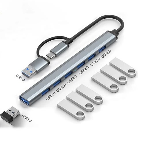 USB Hub 3.0 With Adapter - 7 Ports