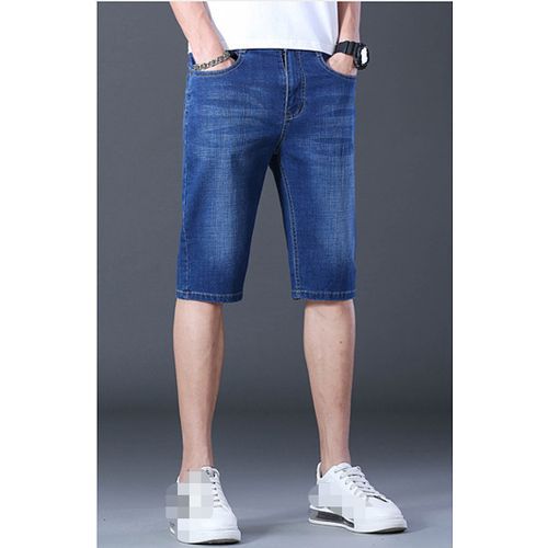 Men's Denim Shorts Straight Fit Slim Trend Stretch Blue