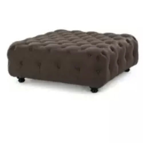Contemporary Leather Ottoman - Brown