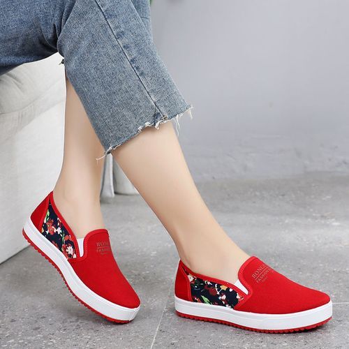 Ladies Fashion Casual Flat Shoes Office Shoes-Red