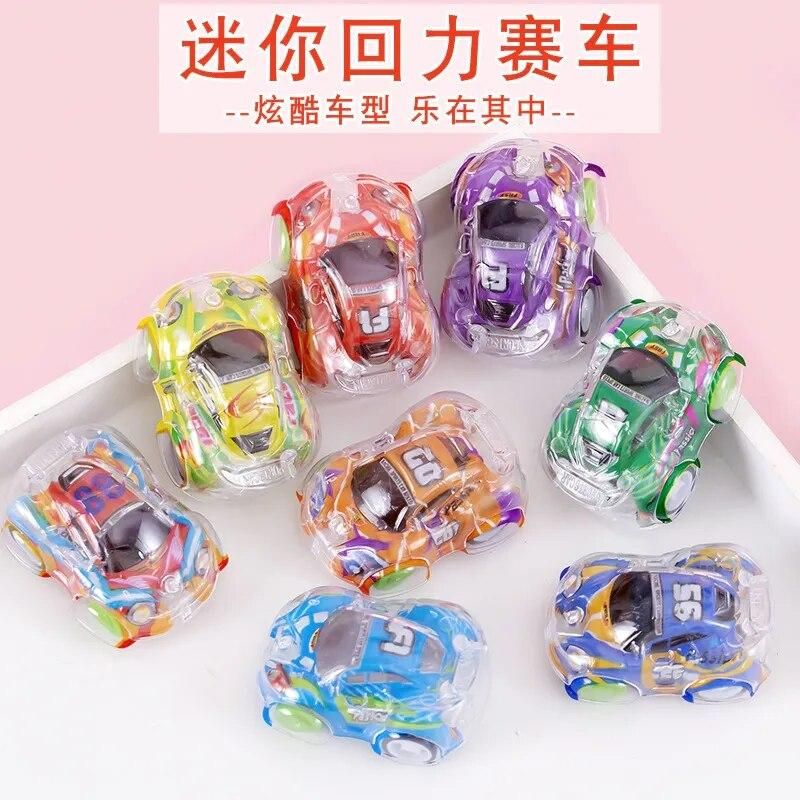 5Pcs Children's Inertia Toy Car Creative Fun Double Layer Transparent Graffiti Mini Pull Back Car Small Car Boy Birthday Gifts