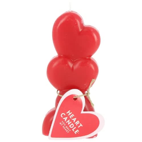 Heart Stack Wax Candle - Red