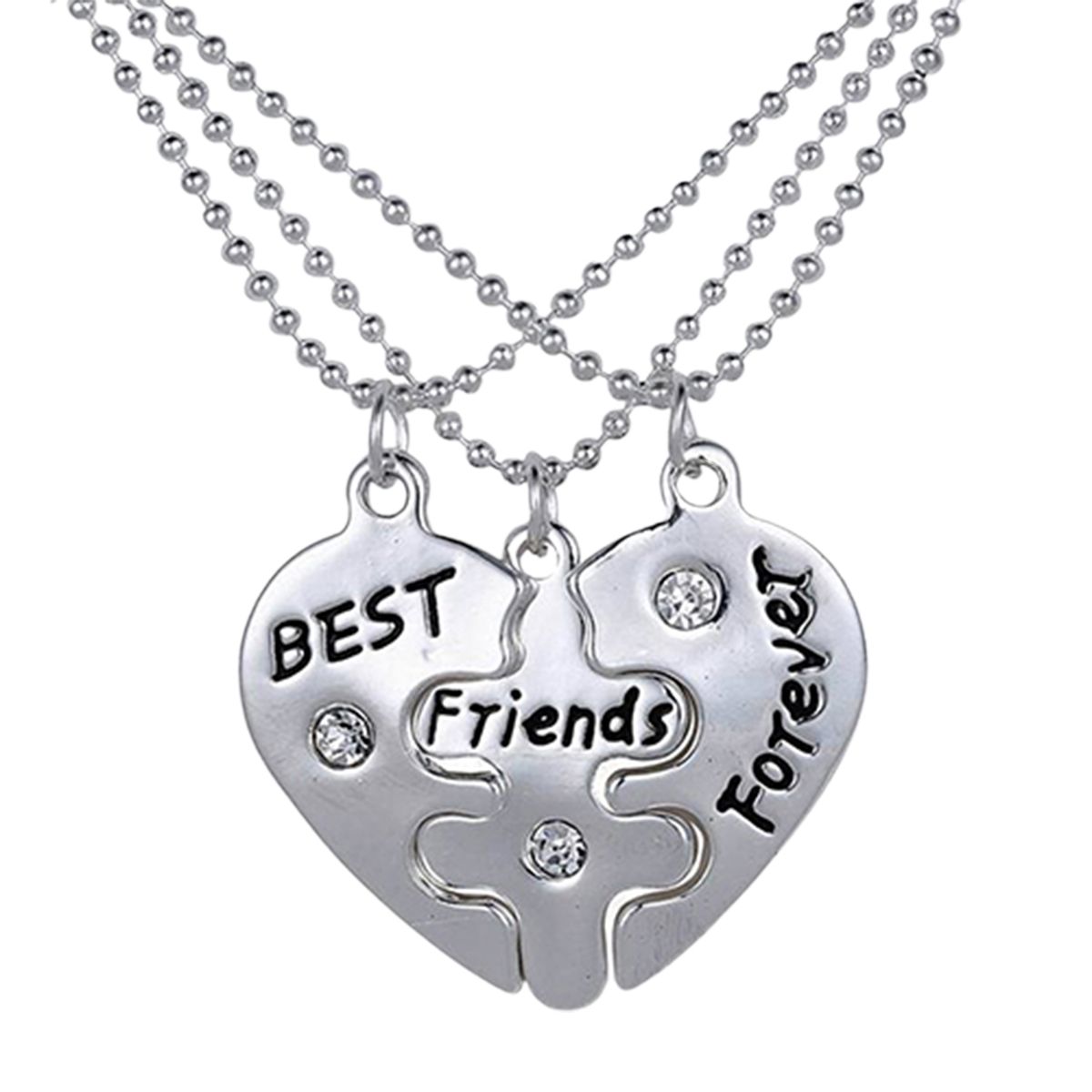 3Pcs Broken Heart Shape Carved Letters Best Friends Forever Chain Set For Dating