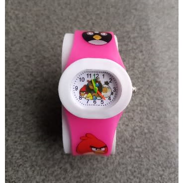 Angry Birds Children Cartoon Character Analog Watch - Pink