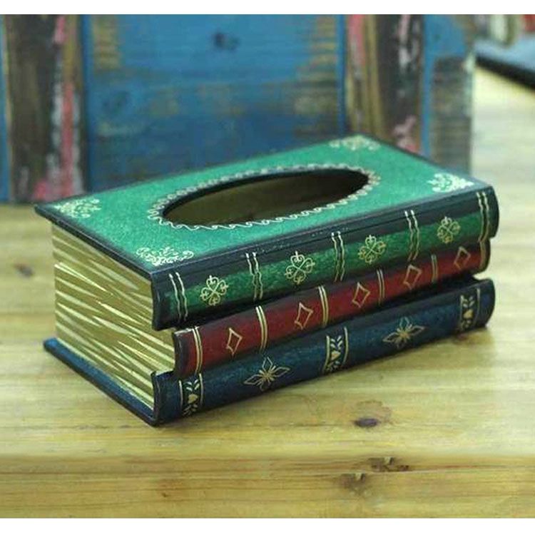 Retro Hand Drawn Book Style Tissue Box Case