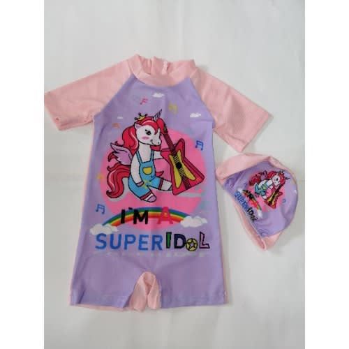 Unicorn Jumpsuit Swimwear With Cap