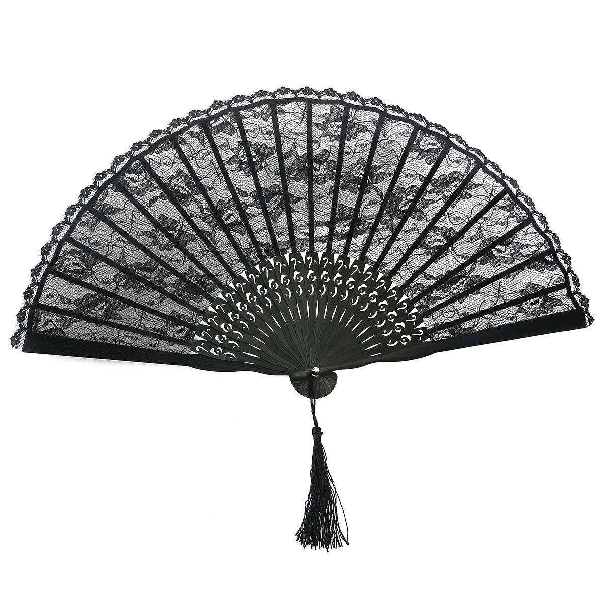 Fancy Accessories PC Fan Wedding 1 Party Hand Spanish Dress Festival Style (Black) Fan Victorian For Creative Folding Favor