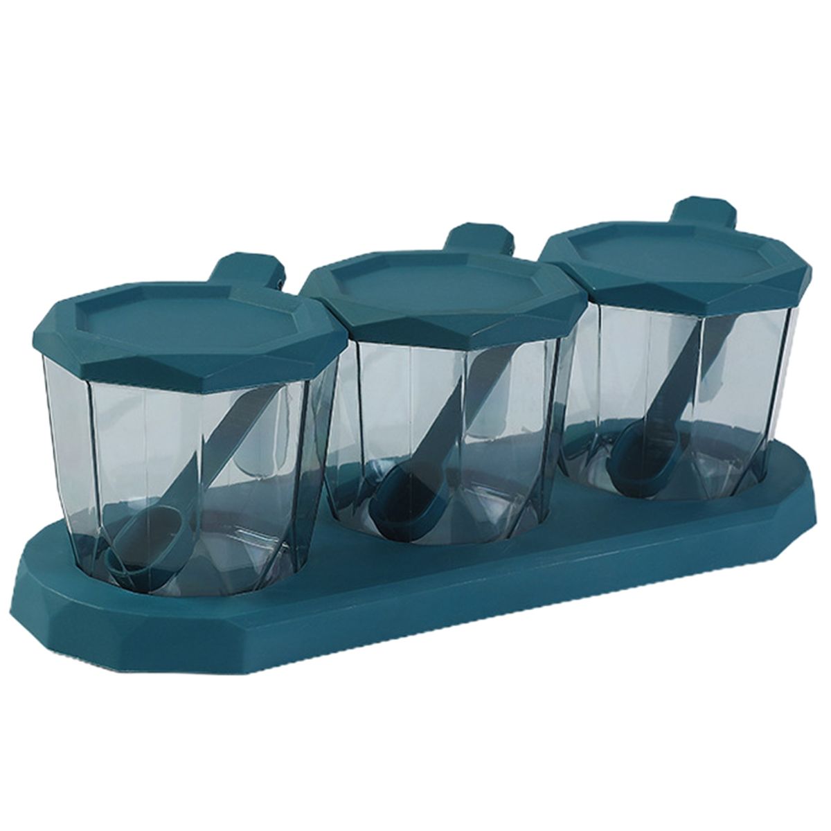 Salt Storage Box Space Saving Transparent Spice Storage Box Blue