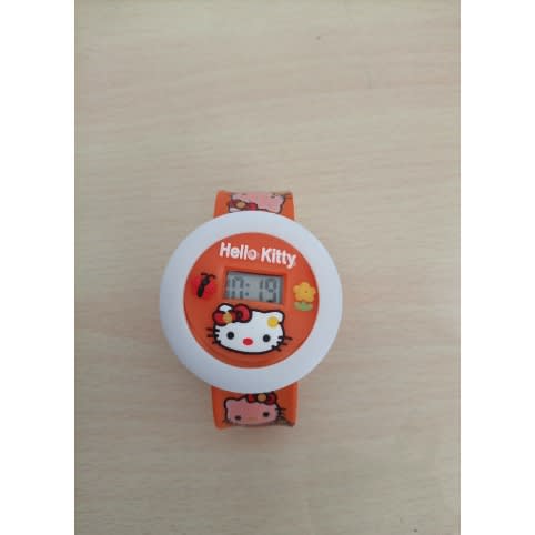 Hello Kitty Cartoon Character Round Face Digital Watch - Orange
