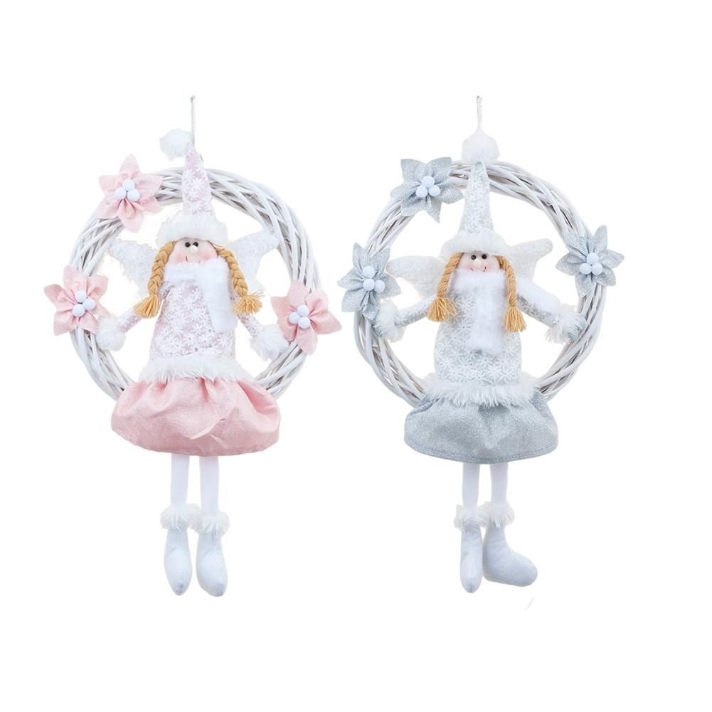 Christmas White Angel Wreath Pink Door Hanging Christmas Pen