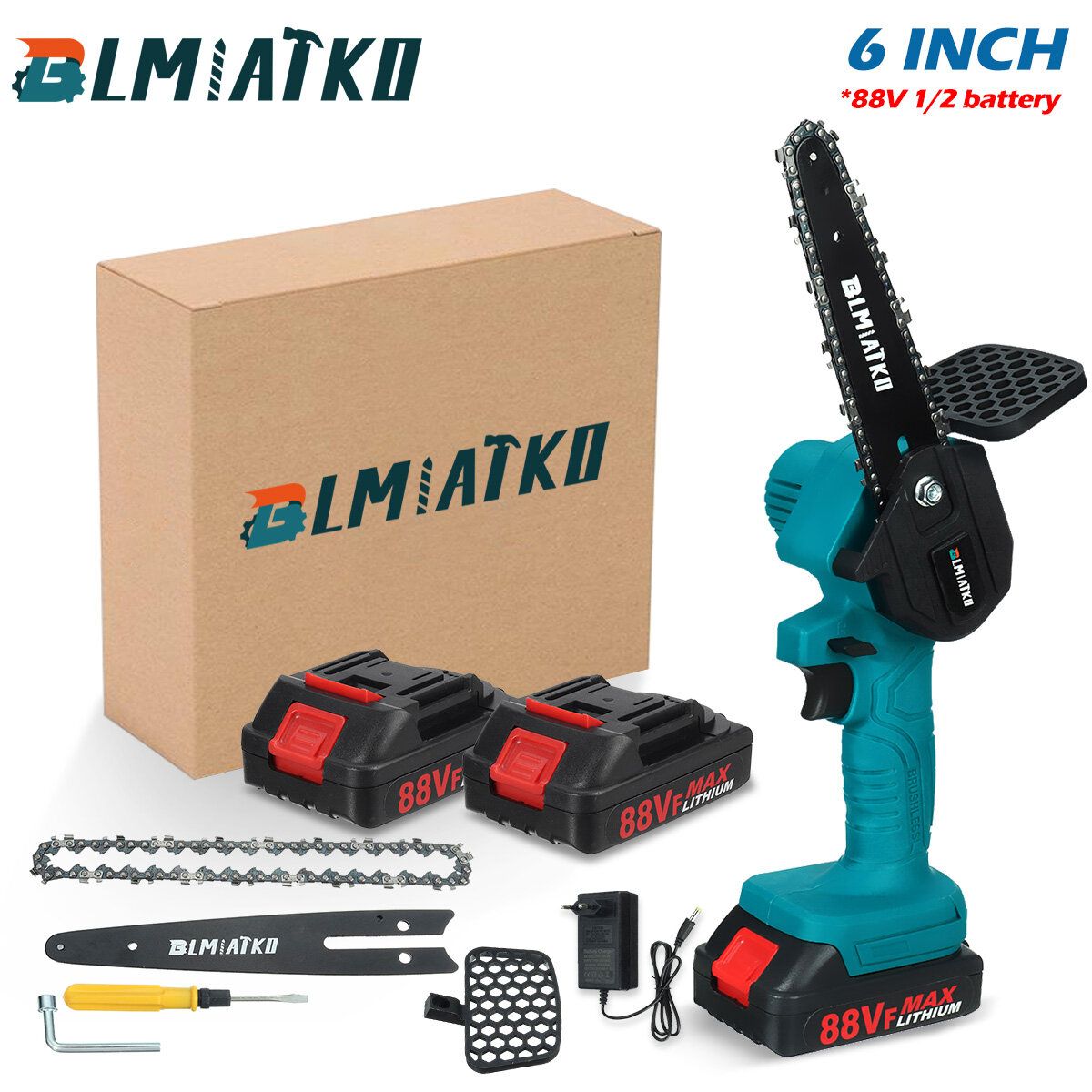 BLMIATKO 88VF 6 Inch Cordless Electric Chainsaw 3000W