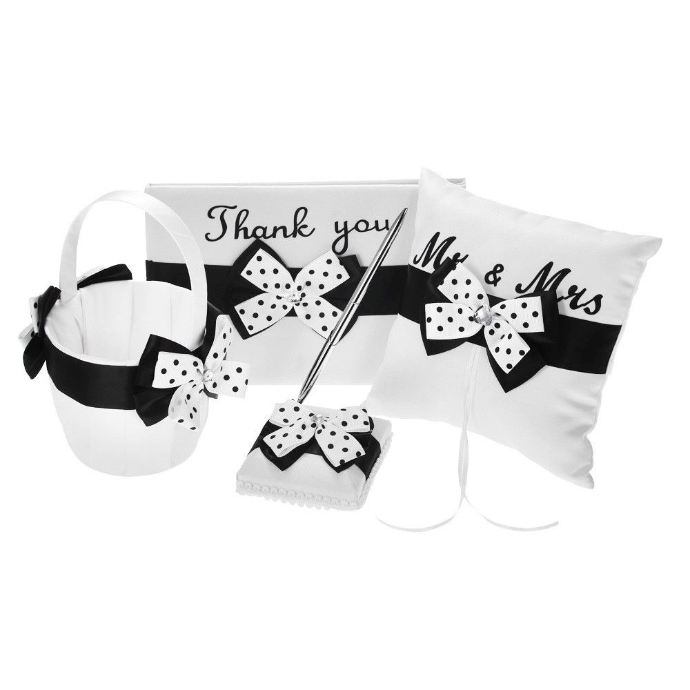 4pcs/set Wedding Supplies Satin Flower Girl Basket + Ring