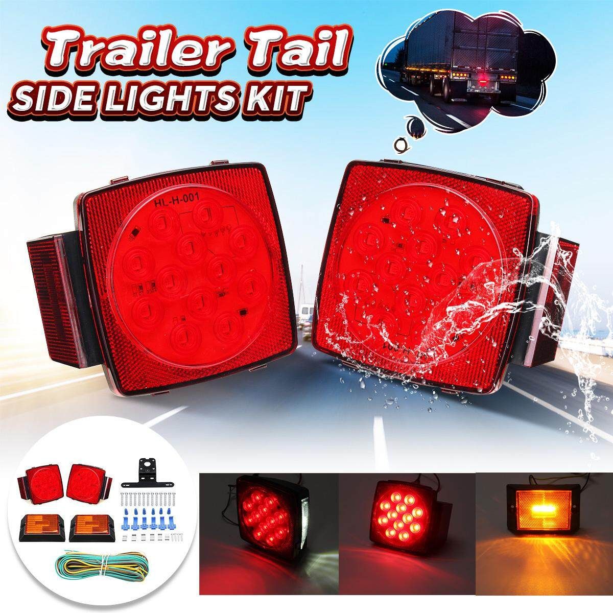 Rear Led Submersible Trailer Tail Lights Kit Boat Marker Truck Round Waterproof