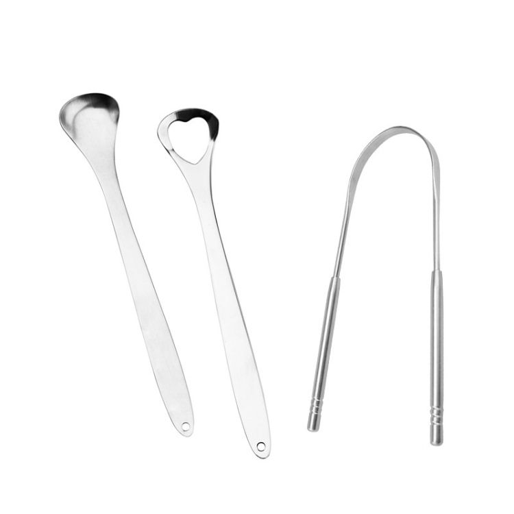 Tongue Cleaner Tongue Scraper+Two-piece Set (Silver )