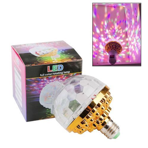 LED Full Color Rotating Lamp Disco Ball  6W 7 Color Stage Rotating LED E27 Base RGB Bulb Multi Changing Color Stage Light For Family Parties Birthday DJ KTV Party Pub Club Decor