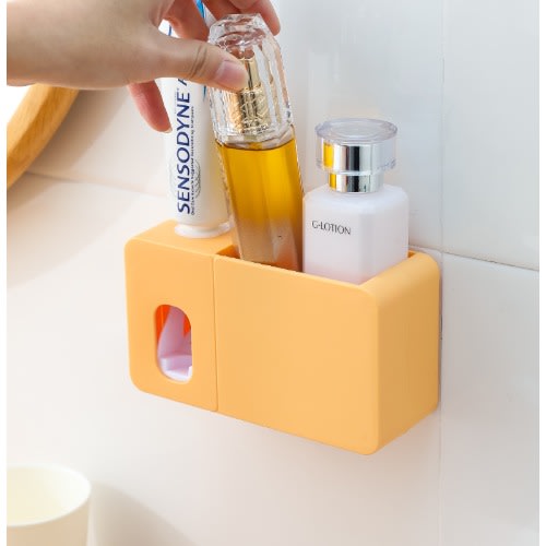 Toothpaste Dispenser/brush Holder-yellow