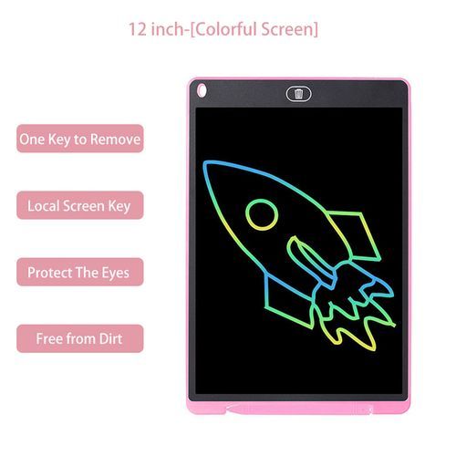 8.5/10/12 Inch Colorful LCD Screen Drawing Board Electronic Writing Tablet Handwriting Pad Boy Girl Kids Children's Toys Gift(#12 Inch Pink)