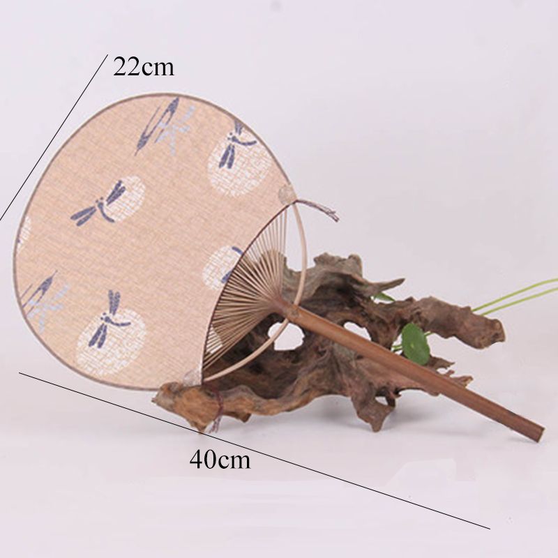 For Round Props Fashion Decoration Fan Fan Cloth Pu Material Collection Home Paper Style Silk Old Printing Bamboo Shooting