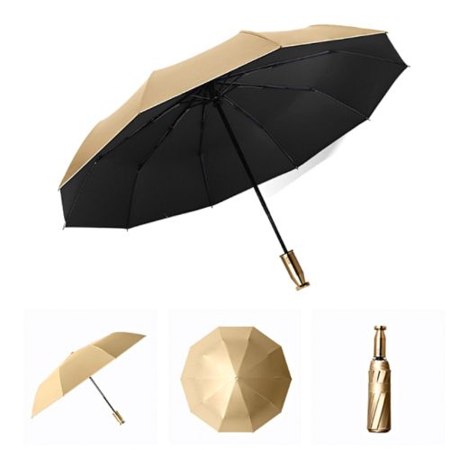 Large Anti-storm Umbrella Gold - 63 X 105 Cm