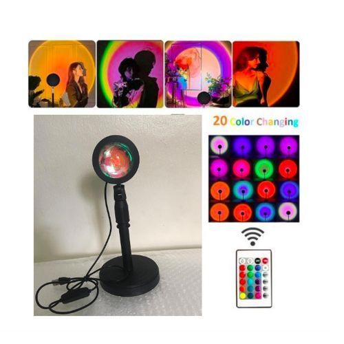 USB Powered Remote Control 20-Color  RGB Sunset Lamp