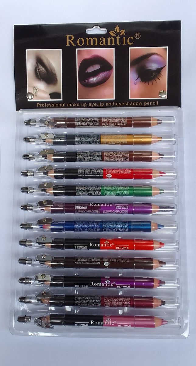 12PCS DOUBLE COLOUR EYE, LIP AND EYESHADOW MAKEUP EYEPENCIL