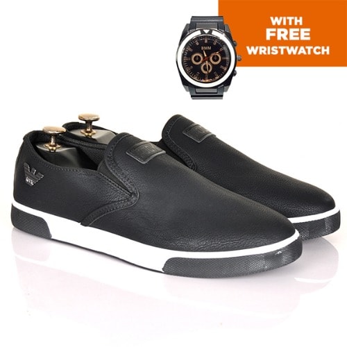 Men's Leather Slip On - Black