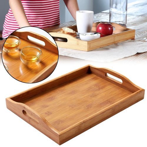 3 Different Sizes Bamboo Food Kung Fu Tea Serving Tray With Double Handles