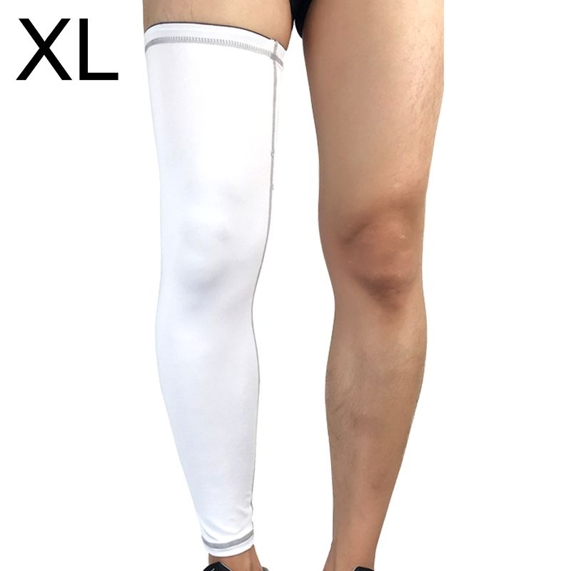 Outdoor Basketball Badminton Sports Knee Pad Riding Running Gear Long Breathable Protection Legs Pantyhose(White Size: XL)